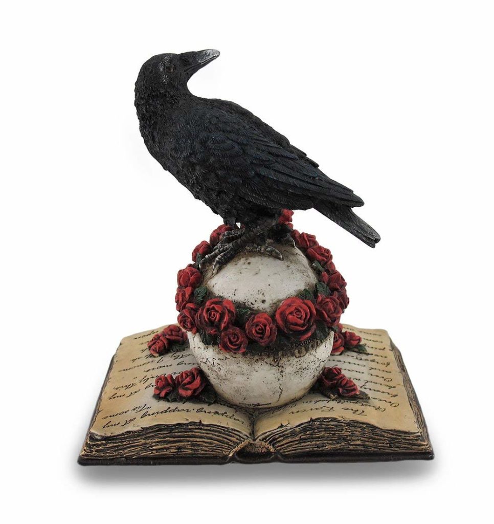 red raven resin statue