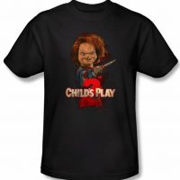 Child's Play 2 T-shirt Movie Here's Chucky Adult Black Tee Shirt