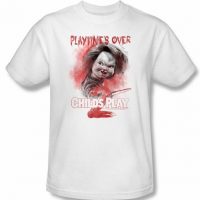 Child's Play 2 T-shirt Movie Playtime's Over Adult White Tee Shirt