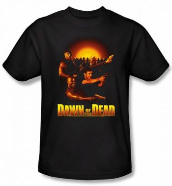 Dawn Of The Dead T-shirt Movie Dawn Collage Adult Black Tee Shirt