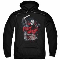 Friday the 13th Hoodie Jason Attacks Cabin Black Sweatshirt Hoody