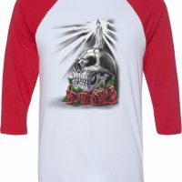 Halloween Day of the Dead Candle Skull Mens Raglan Shirt