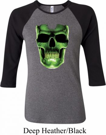 Halloween Glow Bones Ladies Raglan Shirt