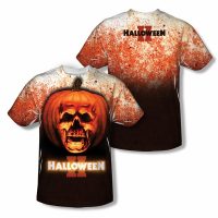 Halloween II Pumpkin Skull Sublimation Shirt Front/Back Print