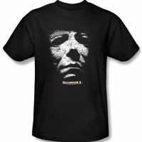 Halloween II T-shirt Movie Michael Myers Mask Adult Black Tee Shirt