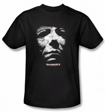 Halloween II T-shirt Movie Michael Myers Mask Adult Black Tee Shirt