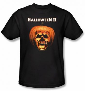 Halloween II T-shirt Movie Skull Pumpkin Shell Adult Black Tee Shirt