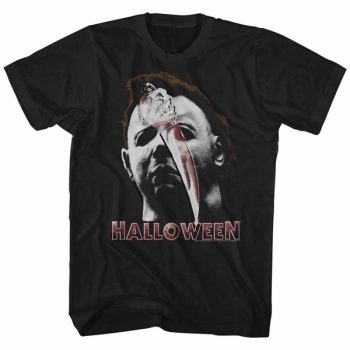 Halloween Shirt Mask And Knife Black T-Shirt