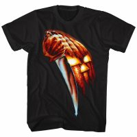 Halloween Shirt Pumpkin Knife Black T-Shirt