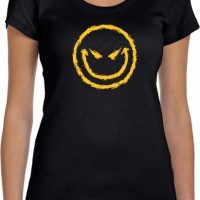 Ladies Halloween Shirt Evil Smiley Face Scoop Neck Tee T-Shirt