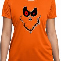 Ladies Halloween Shirt Ghost Face Moisture Wicking Tee T-Shirt