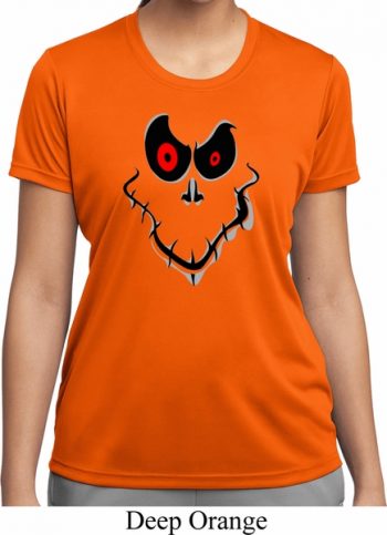 Ladies Halloween Shirt Ghost Face Moisture Wicking Tee T-Shirt