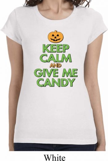 Ladies Halloween Shirt Give Me Candy Longer Length Tee T-Shirt