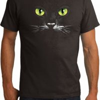 Mens Halloween Shirt Black Cat Organic Tee T-Shirt