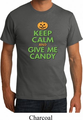 Mens Halloween Shirt Keep Calm and Give Me Candy Organic Tee T-Shirt