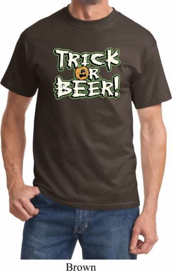 Mens Halloween Shirt Trick Or Beer Tee T-Shirt