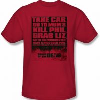 Shaun Of The Dead T-shirt Movie List Adult Red Tee Shirt