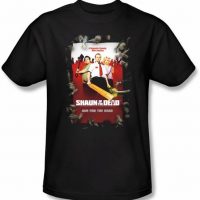 Shaun Of The Dead T-shirt Movie Poster Adult Black Tee Shirt