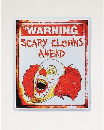 19 Inch Scary Clown Warning Sign - Decorations