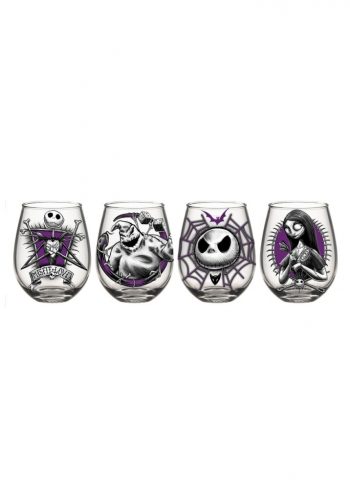 4pc Nightmare Before Christmas 20oz Stemless Wine