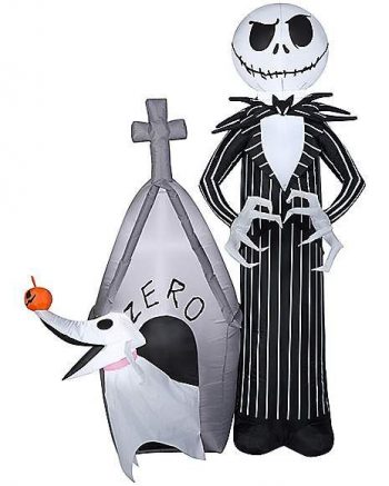 5 Ft Light Up Jack Skellington and Zero Inflatable