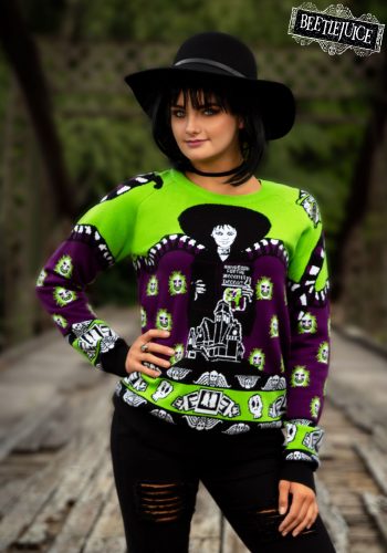 Adult Beetlejuice Lydia Deetz Ugly Halloween Sweater