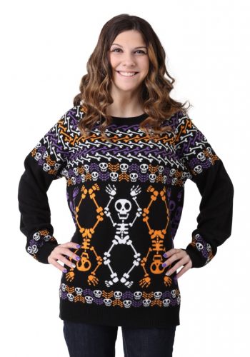 Adult Day of the Dead Dancing Skeletons Ugly Halloween Sweater