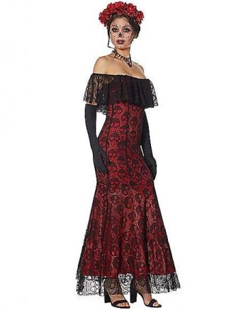 Adult La Catrina Day of the Dead Trumpet Dress Costume