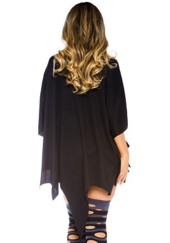 Black Glitter Spider Web Women's Poncho Costume