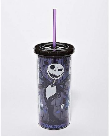 Jack Skellington Skull and Heart Cup with Straw 20 oz. - The Nightmare Before Christmas