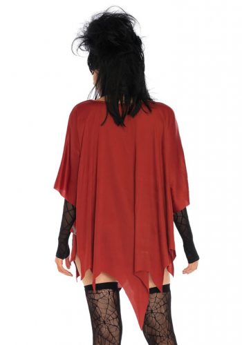 Red Glitter Spiderweb Adult Costume Poncho