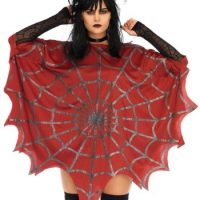 Red Glitter Spiderweb Adult Costume Poncho