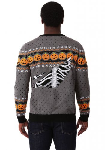 Ripped Open Skeleton Ugly Halloween Sweater for Adults