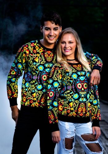 Sugar Skull Ugly Halloween Sweater for Adults