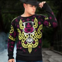 Voodoo Skull Ugly Halloween Sweater for Adults