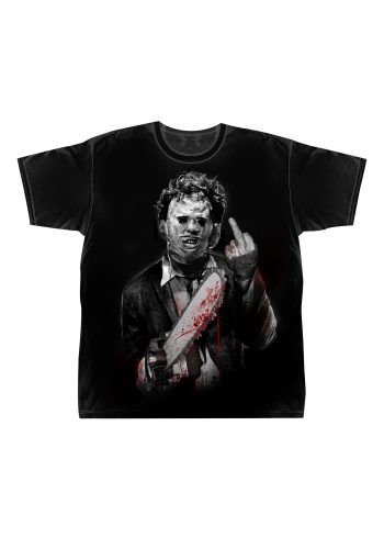 Men's Leatherface Middle Finger Black T-Shirt - Texas Chainsaw Massacre