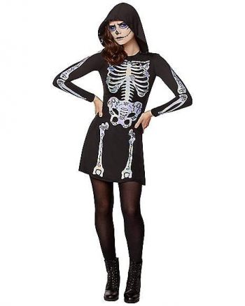 Adult Skeleton Hooded Dress