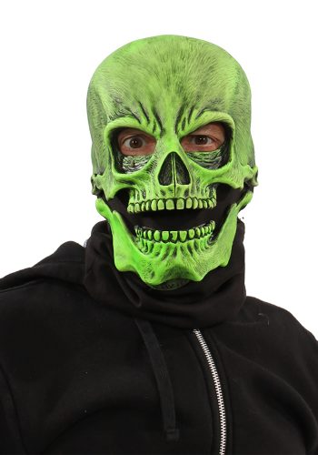 Adult UV Green Glow Skull Mask