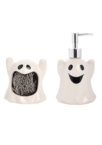 Halloween Ghost Sponge Holder and Soap Dispenser Set