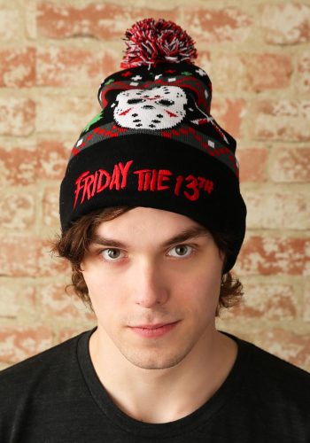 Friday the 13th Jason Ugly Christmas Pom Beanie