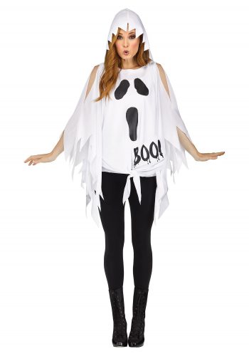 Glitter Ghost Poncho Costume for Women