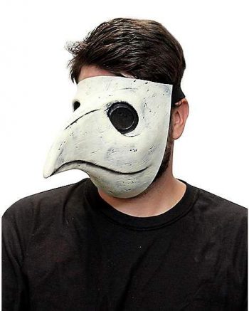 Gray and White Plague Doctor Half Mask