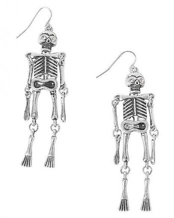 Silvertone Skeleton Dangle Earrings