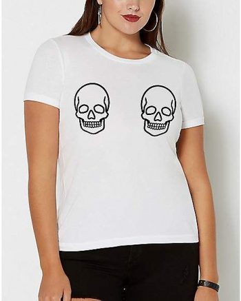 White Skull Boobs T Shirt