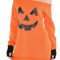 Womens Pumpkin Off the Shoulder Tunic