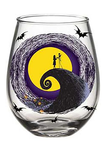 Jack and Sally Moon Scene 20oz Stemless Glass