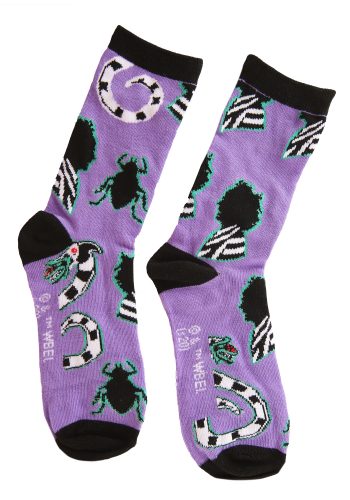 Purple Beetlejuice Crew Socks for Women