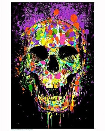 Splatter Skull Blacklight Poster