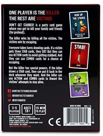Don't Get Stabbed!: The Party Game Where You Get to Kill Your Family and Friends (for Pretend). Exciting Adult Card Game for Horror Movie Fans!