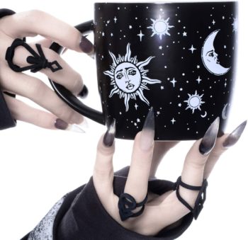 Coffee Mug (Celestial) by Rogue + Wolf Witch Goth Accessories for Women Hocus Pocus Gothic Home Decor Unique Spooky Witchy Gifts Cute Mugs Witchcraft Supplies - 14.2oz / 420ml Porcelain